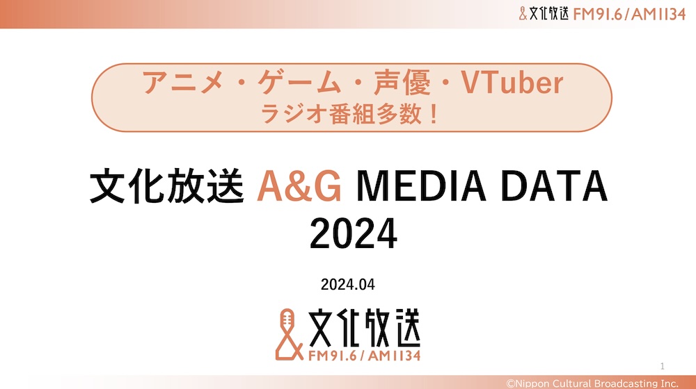 【媒体資料】文化放送『A&G MEDIA DATA』