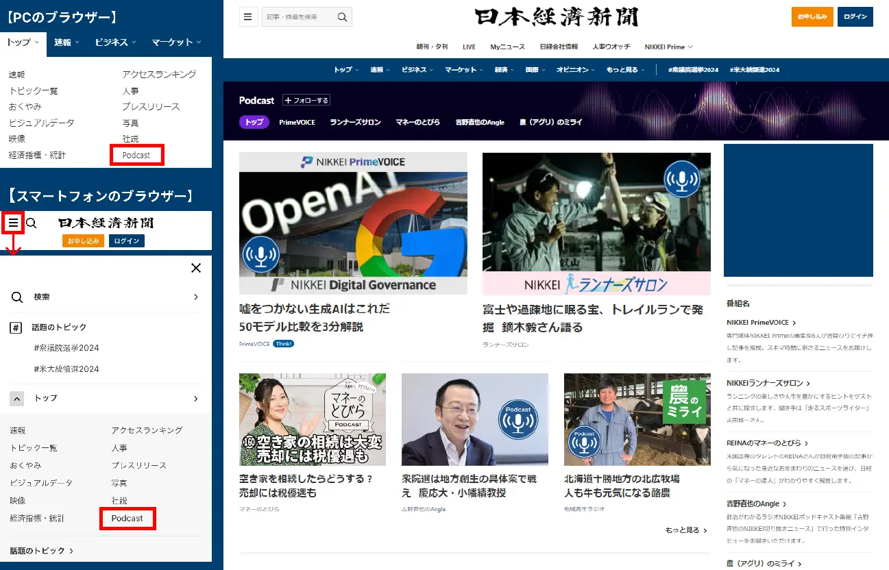 日本経済新聞社、ポッドキャストのポータルサイトを開設