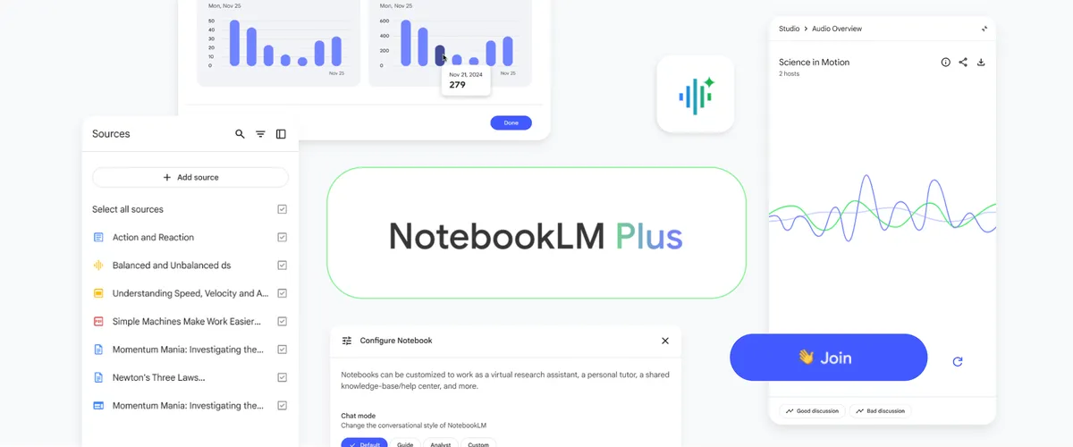 NotebookLMがオーディオインタラクティブ機能を実装。プレミアム版も提供開始