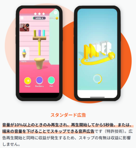 4.特許獲得済みの音量検出技術も搭載（スタンダード広告）