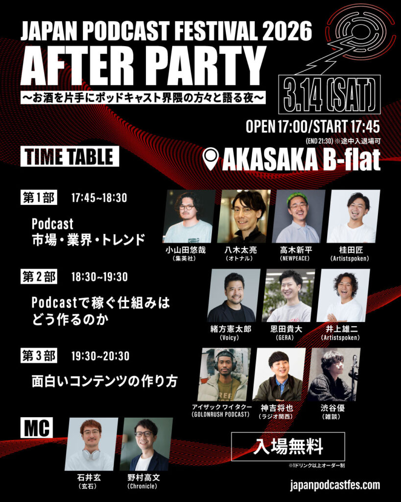 JAPAN PODCAST FESTIVAL 2026に、オトナルが「協力企業」として参画します
